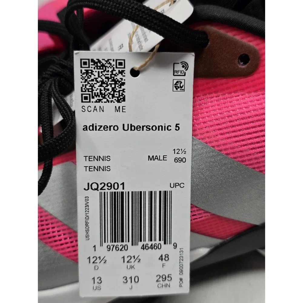 Adidas Adizero Ubersonic 5 Men's Size 13 Pink Silver Tennis Shoes JQ2901 NEW